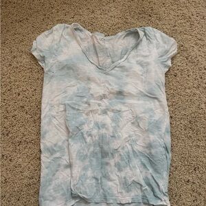 LOFT Light Blue and White Short Sleeve Tee